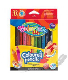 Spalvoti pieštukai, tribriauniai, stori JUMBO COLORINO, 10 spalvų