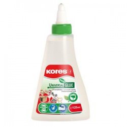 Universalūs stiprios fiksacijos ekologiški klijai KORES ECO, 125 ml, skaidrūs