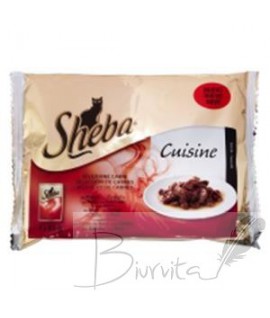 Ėdalas katėms SHEBA, įvairios mėsos rinkinys, maišeliuose, 4 x 85 g