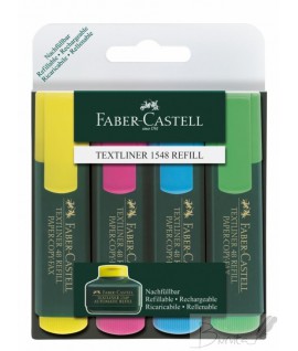 Teksto žymeklių Faber-Castell 4 spalvų rinkinys, kirstu galiuku, 1,2 - 5mm