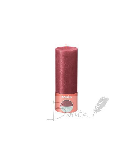 Žvakė - cilindras RUSTIC, raudona, D 6,8 cm, H 19 cm, vnt