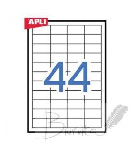 Lipnios etiketės APLI, 48,5 x 25,4 mm, A4, 44 lipdukai lape, 100 lapų, balta