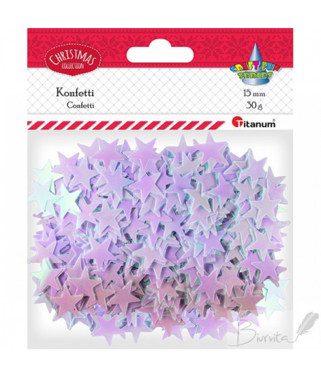 Kalėdinė dekoracija Žvaigždės konfeti 15mm 30g TITANUM