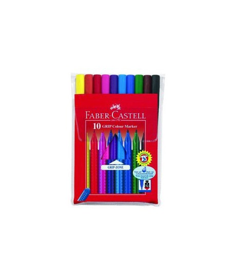Flomasteriai Faber Castell GRIP, 10 spalvų