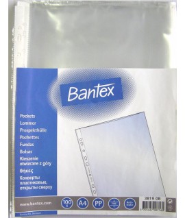 Įmautė dokumentams BANTEX, A4, 40 mikr., (pak. -100 vnt.) skaidri