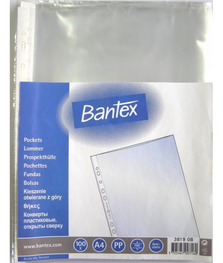 Įmautės BANTEX A4, skaidrios , 100 vnt.