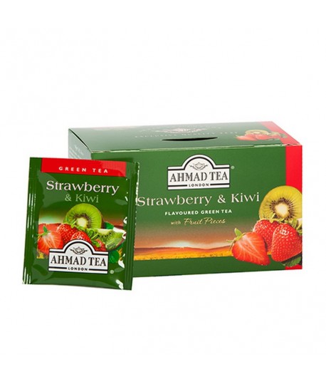 Žalioji arbata AHMAD GREEN STRAWBERRY & KIWI, 20 vnt.