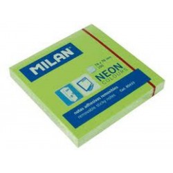 Lipnūs lapeliai MILAN NEON 76 x 76 mm, 100 lapelių, žalios sp.