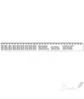 Liniuotė plastikinė PAPIRUS 81330, 30 cm, su daugyybos lentele + matai