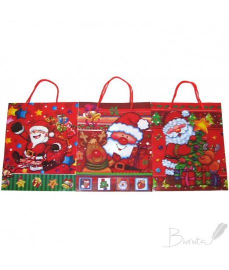 Krepšelis dovanoms kalėdinis, 22 x 18 x 7 cm, plastikinis