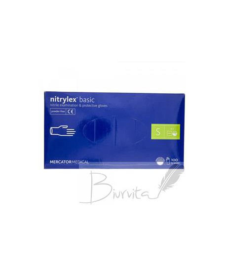 Vienkartinės pirštinės NITRYLEX Basic, nitrilinės, nepudruotos, mėlynos spalvos, XL, 100 vnt.