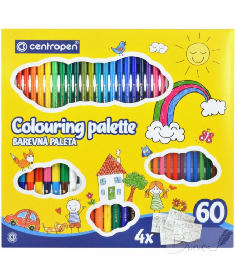 Rinkinys 60vnt. spalvinimui: flomasteriai + spalvoti pieštukai Centropen