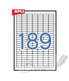 Lipnios etiketės APLI, 25.4 x 10 mm suapvalinti kamp., A4, nuimami, 189 lipdukai lape, 25 lapai, balta